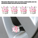 4pcs Car Rhinestone Crown Wheel Tire Valve Caps Auto Dust Air Cover (Pink) Newly