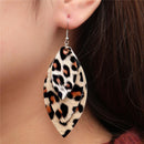 Leopard Leather Earrings Three Layer Retro Eardrop Lady Jewelry (Pink+White