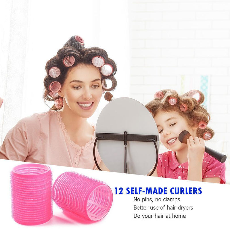 12pcs Self Grip Hair Rollers Hairdressing Home Use DIY Hair Curlers (44mm)