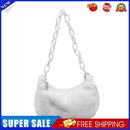 Retro Women Acrylic Chain Plush Underarm Bag Casual Small Handbags (White)