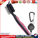 Retractable Golf Club Brush Groove Cleaner w/ Clip for Irons Woods (Pink) Newly