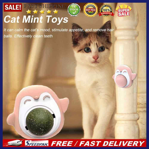 Penguin Shaped Cat Toys Removes Hair Balls 360 Rotating Edible Ball Pet Supplies