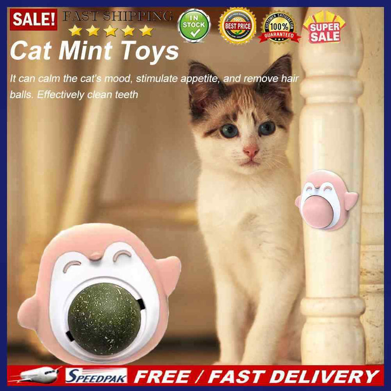 Penguin Shaped Cat Toys Removes Hair Balls 360 Rotating Edible Ball Pet Supplies
