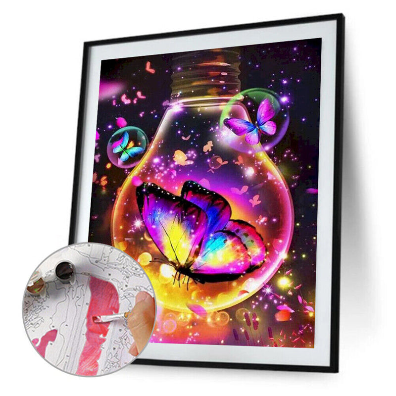 Beautiful Butterflies Oil Paint By Numbers DIY Canvas Wall Art Picture Craft Kit