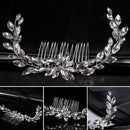 Crown Hair Combs Flower Hair Pin Bridal Hair Ornaments Leaf Crystal Tiara