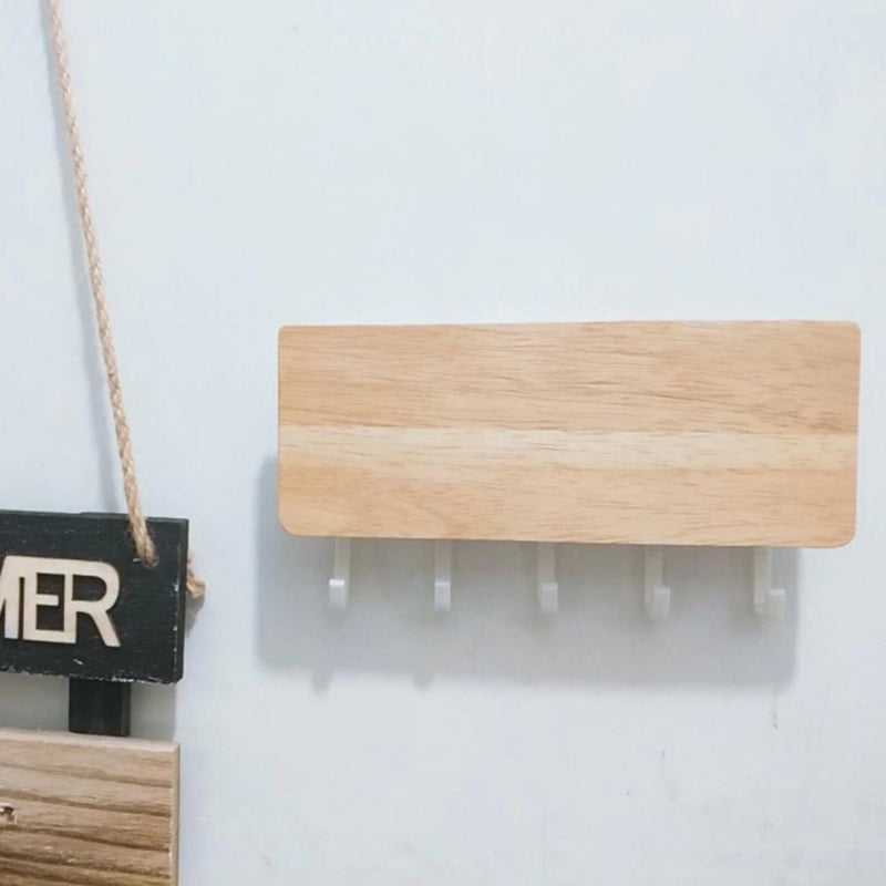 Wooden Wall Hanging Shelf Key Rack Sundries Storage Box Organizer (White) Newly