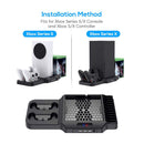 Vertical Stand for Xbox Series with Cooling Fan and Dual Controller Charger Port
