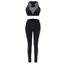 Women Yoga Set 2pcs Casual Vest Leggings Fitness Sportswear Suit (Black M)