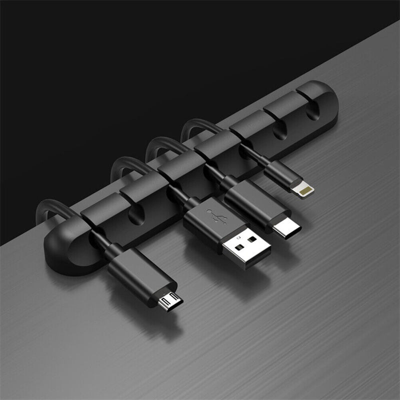 Silicone USB Cable Winder Tidy Management Clips Holder for Mouse Headphone