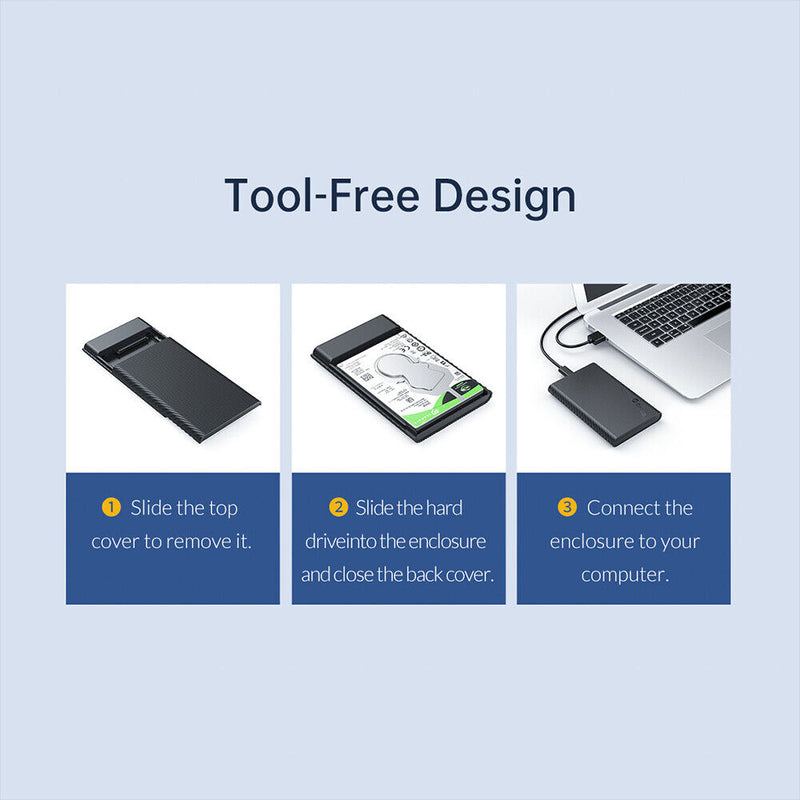 ORICO 2.5 SATA to USB 3.0 C External HDD SSD Enclosure (USB C to USB A)