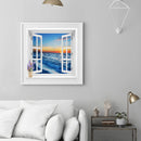 Window Sea Oil Paint By Numbers Kits Canvas Picture Wall Art DIY for Adults Kids