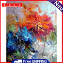 Oil Paint By Numbers Flower Frameless Picture Craft Kit for Home Living Room