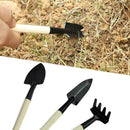 3pcs/Set Shovel Rake Spade Wood Handle Metal Head Kids Tool Tools Mini R4W0