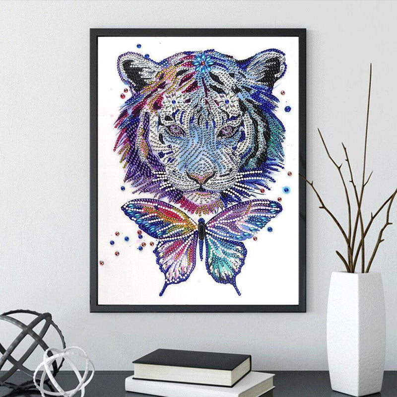 5D DIY Special Shaped Diamond Painting Tiger Butterfly Embroidery Kits Wall Art