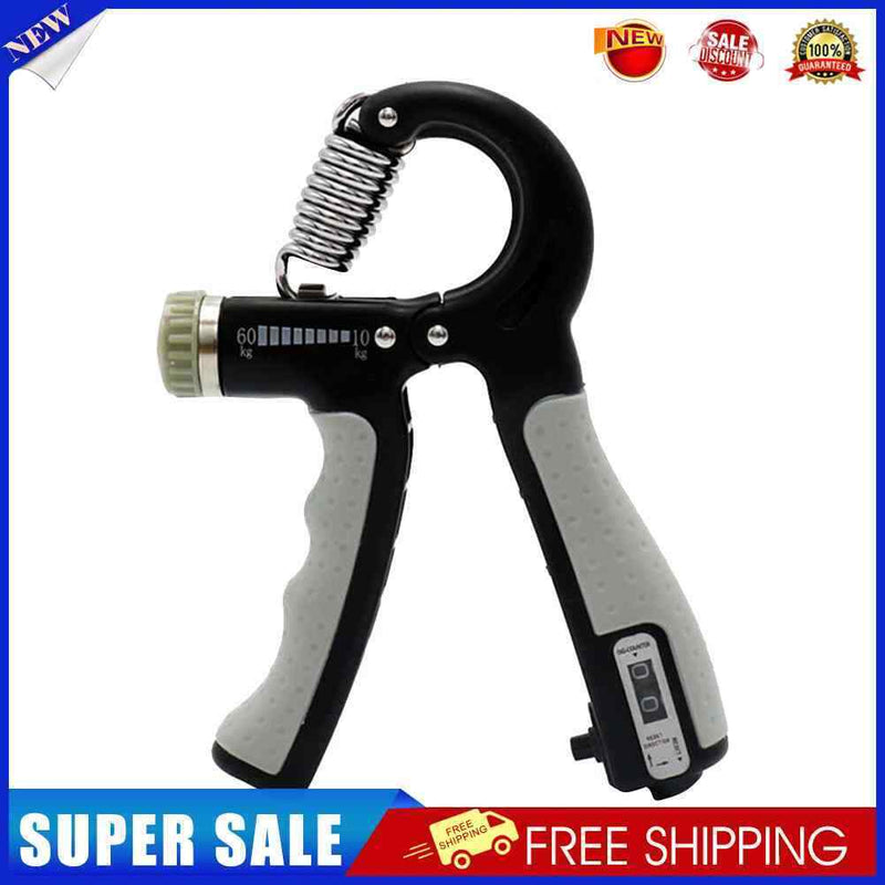 R-Shape Spring Hand Gripper Fitness Countable Hand Strength Grip (Gray)