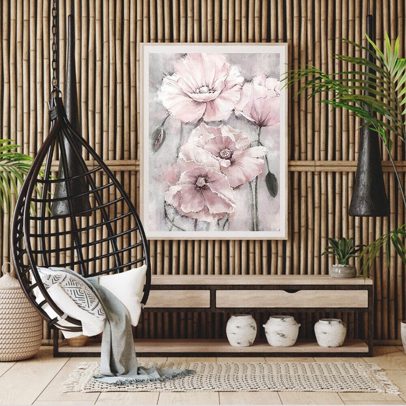 Pink Flower Oil Paint By Numbers Kits Canvas Picture Wall DIY Craft (B748)