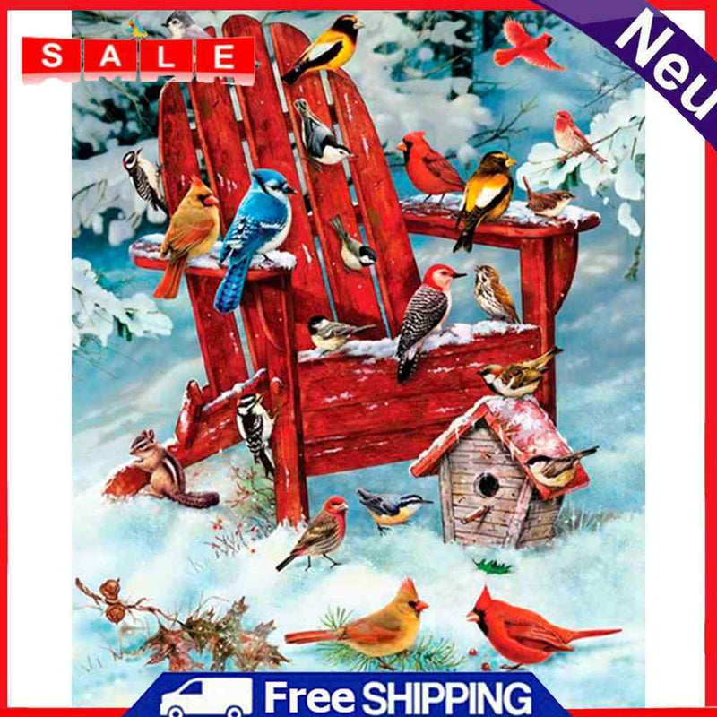 Birds in Snow Oil Paint By Numbers DIY Acrylic Painting on Canvas Frameless Kit