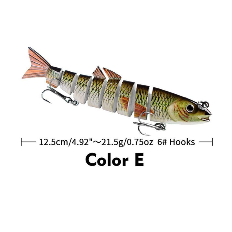 Multi Jointed 12.5cm 21.5g Lures Artificial Wobbler Fishing Hard Bait (E)