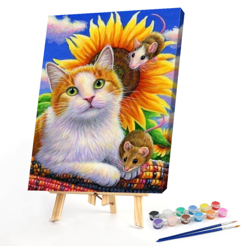 DIY Cat Animal Pattern Frameless Digital Paint Hand Painted Oil Picture Decor