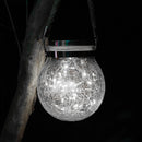 LED Solar Lamp Cracked Glass Ball Hanging Light Garden Decor (White 30LED) Newly
