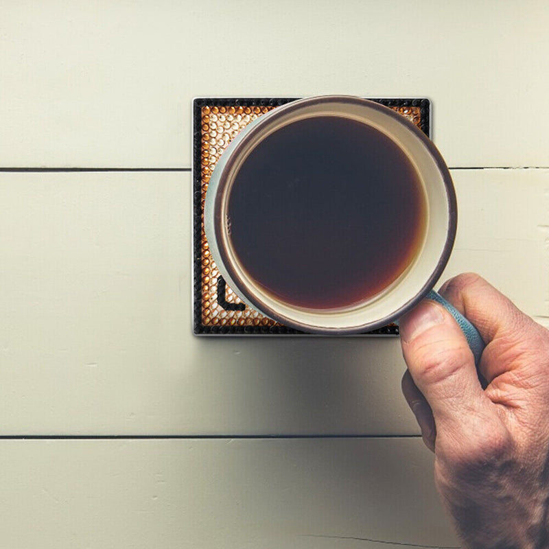 5D DIY Diamond Painting Mat Coaster Ceramics Insulation Cup Pad (Coffee)