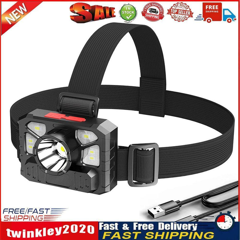 COB LED Headlamp USB Rechargeable 300LM Outdoor Camping Flashlight Torch Newly