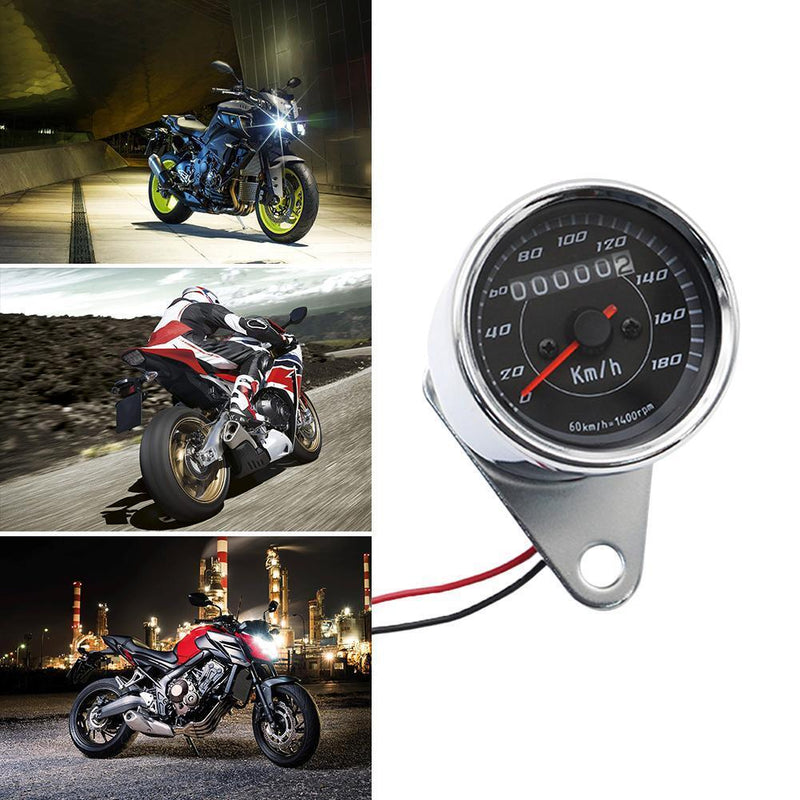 12V Motorcycle LED Backlit Speedometer Odometer 0-180km/h Speed Meter Universal