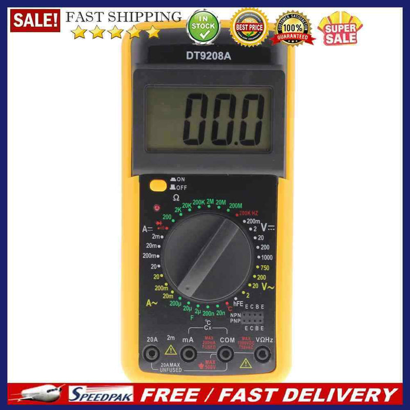 DT-9208A Digital Multimeter Volt Amp Ohm Hz AC/DC Temperature Hertz Tester