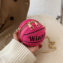 Casual Spherical Shoulder Top-handle Bag Female PU Plush Messenger Chain Clutch