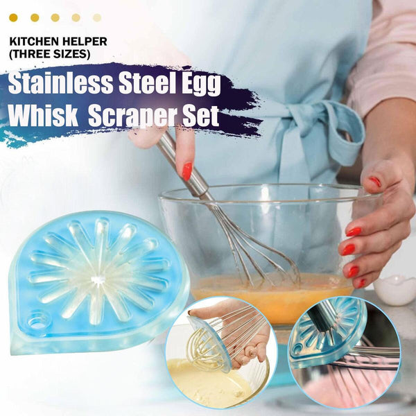 Stainless Steel Kitchen Whisk Blender With Egg Separator Silicone Scraper#