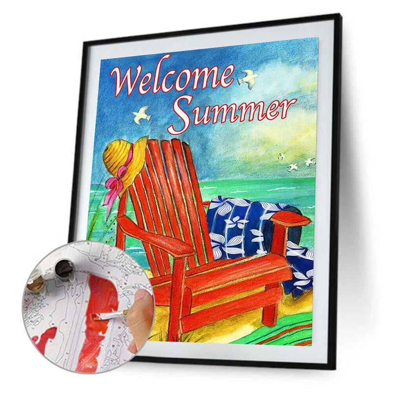 Paint by Number Kit On Canvas Oil Drawing Sea Loungers for Handicraft Enthusiast
