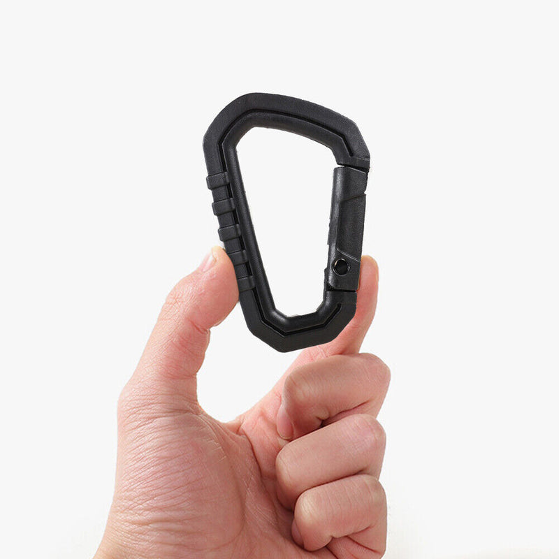 5pcs Outdoor Carabiner Molle Buckle Keychain Hook Camping D Buckle (Black)