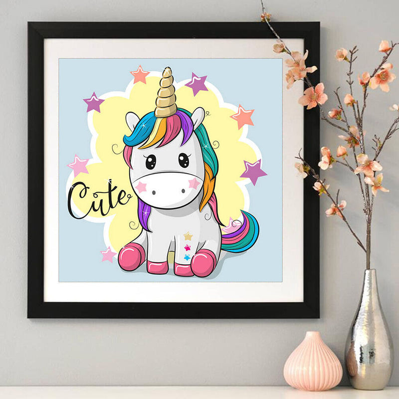 Full Drill DIY Round Diamond Painting Cartoon Color Horse Cross Stitch Kit Newly