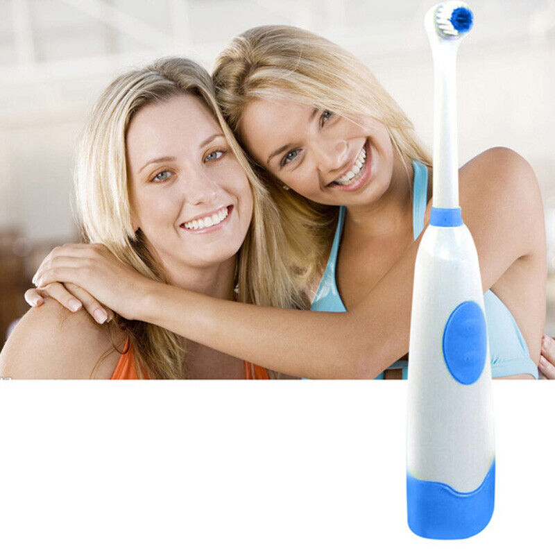 Rotating Anti Slip Waterproof Electric Toothbrush with 2 Brush Heads Blue