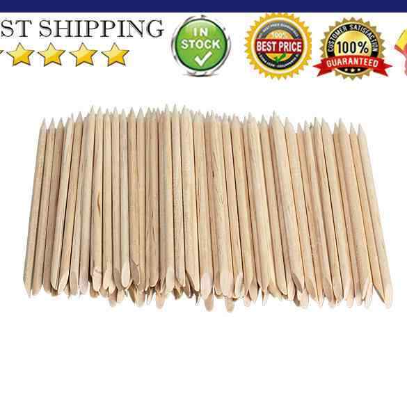 100pcs Nail Art Orange Wood Stick Cuticle Pusher Remover for Manicures