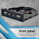 3.5 inch 9Pin to 4 Port HUB Floppy Bay 2 USB 2.0 HD Audio 3.5mm Front Panel Rack