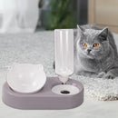 2 in 1 Pet Cat Feeder Bowl Automatic Drinking Water Puppy Bowl (Purple) Newly