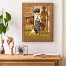 Little Boy Dog Picture Rhinestones Full Round 5D DIY Diamond Painting Handwork