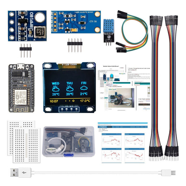 ESP8266 Weather Station Kit Temperature Humidity LCD Display Component Set #F8s