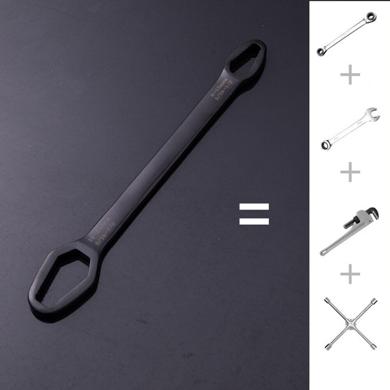 Universal Torx Wrench Double-head Adjustable 8-22mm Ratchet Spanner (Black)