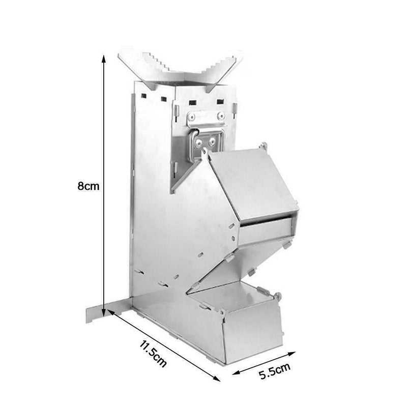 Outdoor Camping Wood Stove Folding Picnic Rocket Burner BBQ Cooking Stove F7X0