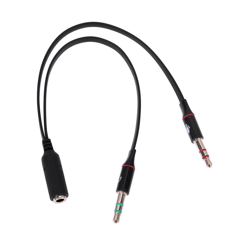 1 Female to 2 3.5mm Male Plug Y Splitter Stereo Mic Audio Adapter Cable