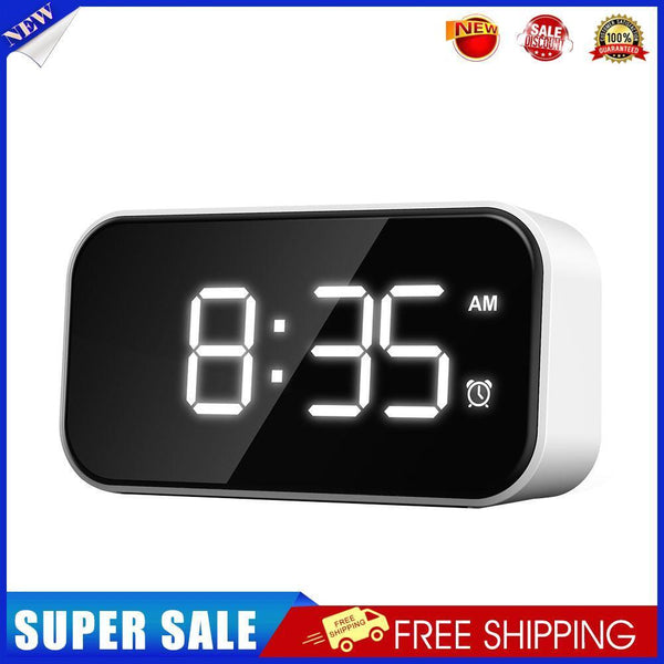 Wake Up Bedside Desktop LED Digital Alarm Clock with Snooze (White + White)