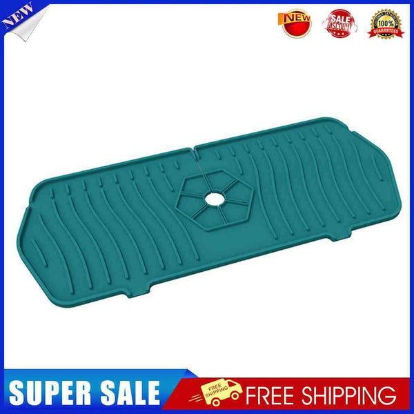 Kitchen Faucet Mat Silicone Sink Splash Guard Counter Draining Pad (Green)