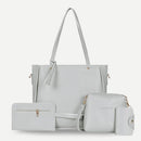 4pcs/set Litchi Pattern Women Shoulder Handbags Solid Color Clutch Card Holder