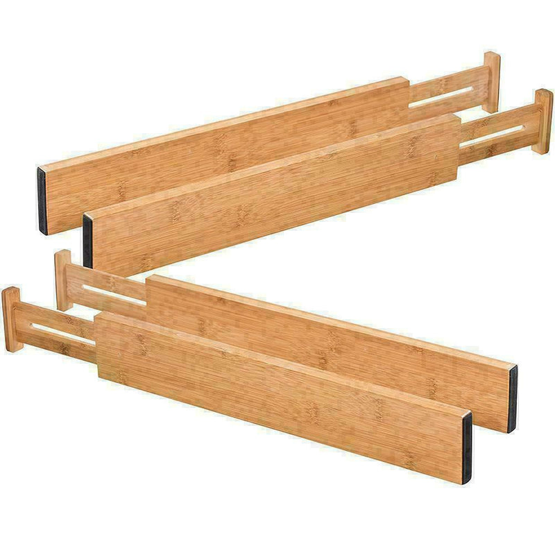 Kitchen Drawer Organizer Adjustable Divider Tray Storage Closet Z4B7 Bamboo X5H0