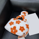 Fashion Flower Print Shoulder Bag Women Winter Plush Small Handbag (Orange)