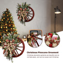Christmas Red Wagon Wheel Wreath Garland Winter Wreaths with Pine Trees Berries