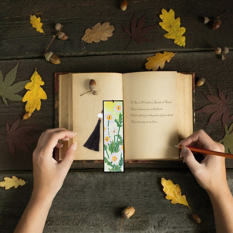 5D DIY Special Shaped Mosaic Leather Diamond Painting Bookmark with Tassel
