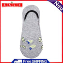 Fashion Women's Breathable Cute Floral Print Cotton Short Boat Socks (Grey)